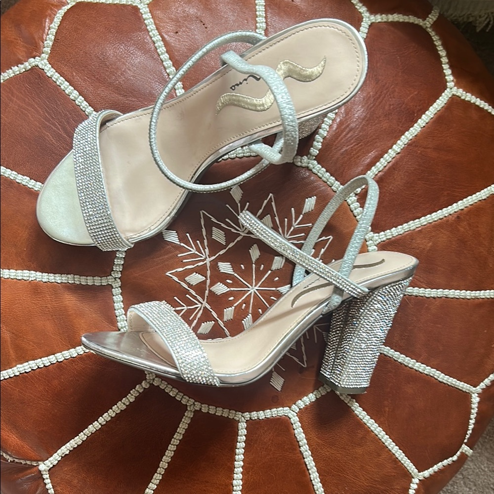 Nina 🪩 | Touch of Nina Savion-FY Silver Crystal Bedazzled Glitter Heels